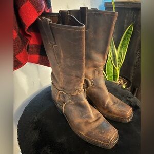 Frye 12R Harness Boots Size 8 - Smoke/Brown